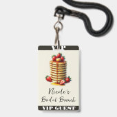 Aardbeienpannenkoeken stapel bruids brunch VIP-pas Badge (Voorzijde met lanyard)