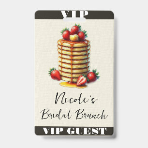 Aardbeienpannenkoeken Stapel Bruids Brunch VIP Pas Badge