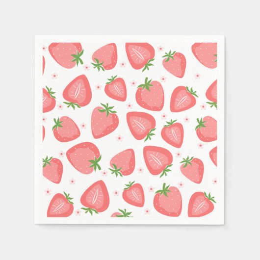 Aardbeienpapier servetten Berry Eerste Verjaardag (Voorkant)