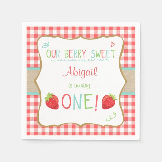 Aardbeienpapier servetten Zomer fruit picknick (Voorkant)