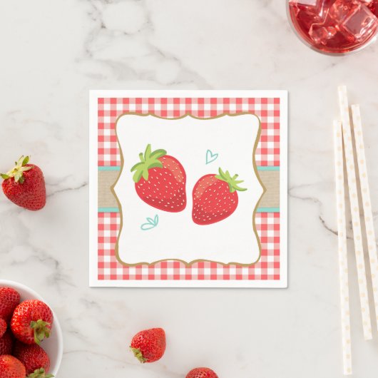 Aardbeienpapier servetten Zomer fruit picknick (Insitu)