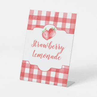 Aardbeienpartij | Aardbei Birthday-teken Reclamebord Met Voetstuk