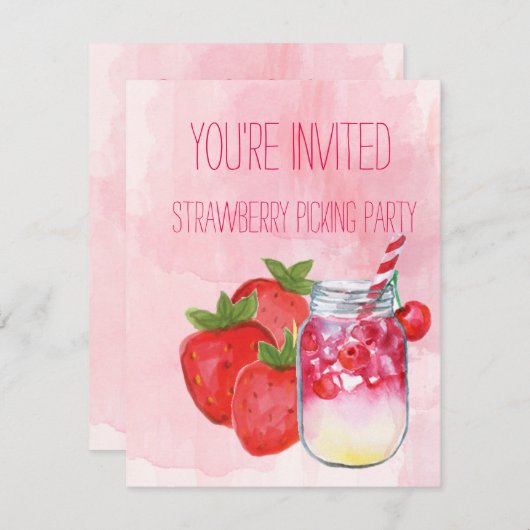 Aardbeienpartij Kaart (Voorkant / Achterkant)