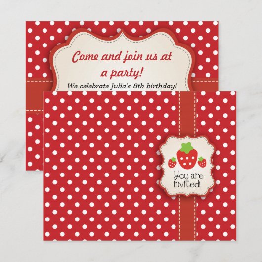 Aardbeienpartij Kaart (Voorkant / Achterkant)