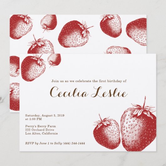 Aardbeienpartij Kaart (Voorkant / Achterkant)