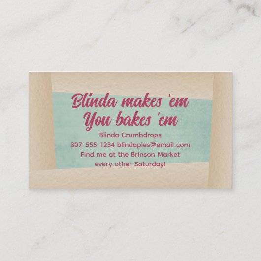 Aardbeienpasteitjes bakkerij visitekaartje (Achterkant)