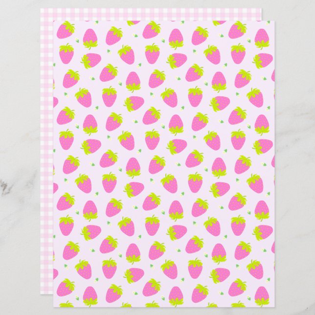 Aardbeienpastel Pink Gingham (Voorkant / Achterkant)