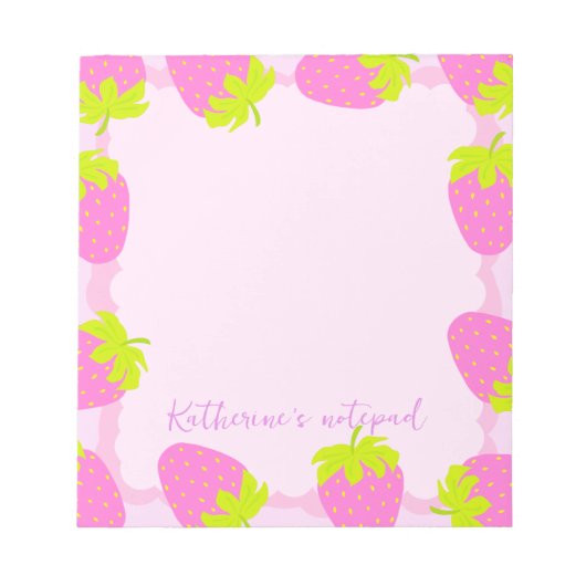 Aardbeienpastel roze notitieblok (Voorkant)