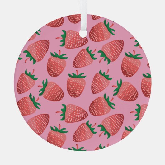 Aardbeienpastel: zoetheid glas ornament (Achterkant)