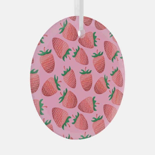 Aardbeienpastel:  zoetheid glas ornament (Voorkant Rechts)