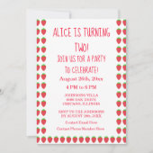 Aardbeienpatronen 2e Verjaardagspartij Aangepaste  Kaart (Voorkant)