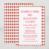 Aardbeienpatronen 3de Verjaardagspartij Aangepaste Kaart (Voorkant / Achterkant)