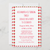 Aardbeienpatronen 3de Verjaardagspartij Aangepaste Kaart (Voorkant)