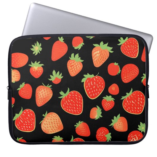 Aardbeienpatronen Laptop Sleeve (Voorkant)