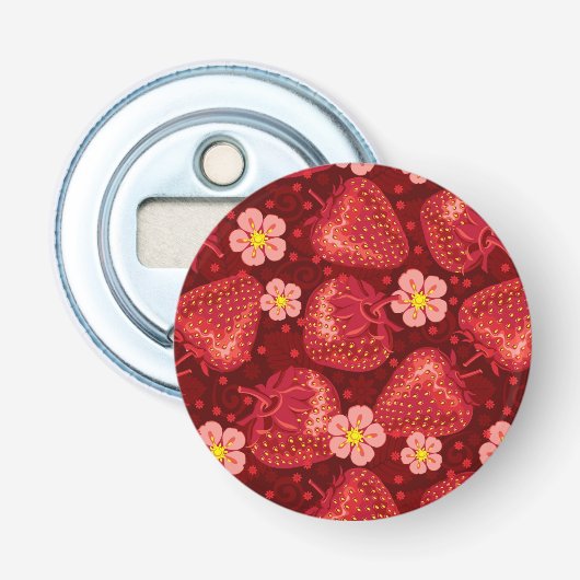 Aardbeienpatroon 2 2 button flesopener (Voorkant)