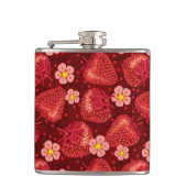 Aardbeienpatroon 2 2 heupfles (Voorkant)