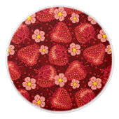 Aardbeienpatroon 2 2 keramische knop (Voorkant)