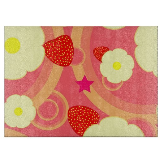 Aardbeienpatroon 2 snijplank (Voorkant)