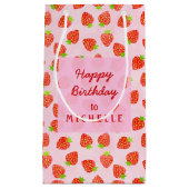  aardbeienpatroon - Aangepaste verjaardag Klein Cadeauzakje (Voorkant)