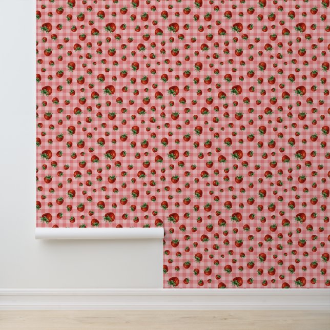 Aardbeienpatroon Behang (Applicatie)