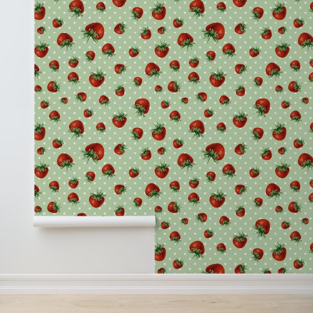 Aardbeienpatroon Behang (Applicatie)