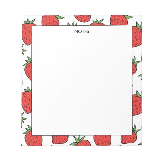 aardbeienpatroon | briefpapier met fruitthema notitieblok (Voorkant)