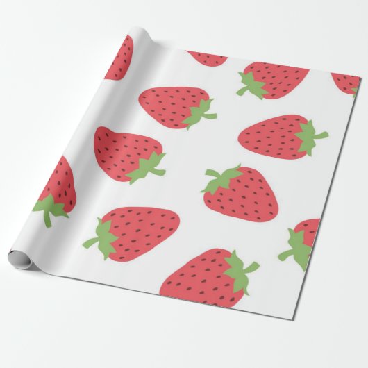 Aardbeienpatroon Cadeaupapier (Uitgerold)
