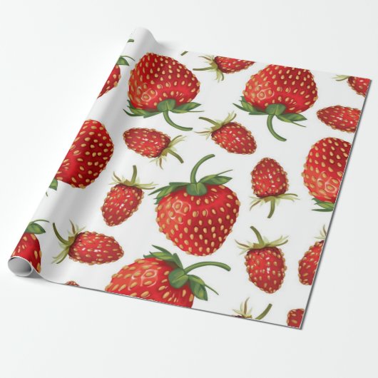 Aardbeienpatroon Cadeaupapier (Uitgerold)
