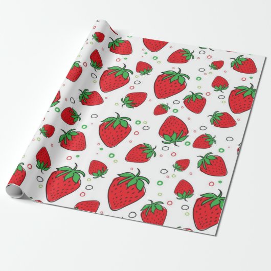 Aardbeienpatroon Cadeaupapier (Uitgerold)