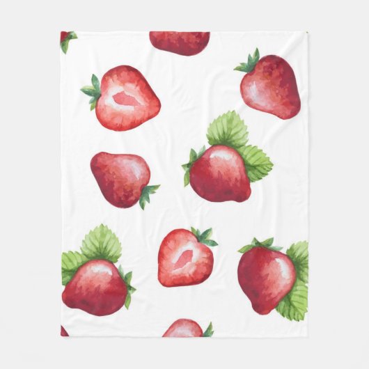 Aardbeienpatroon Fleece Deken (Voorkant)