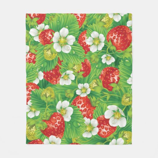 Aardbeienpatroon Fleece Deken (Voorkant)