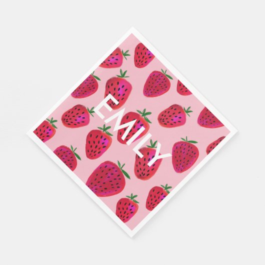 Aardbeienpatroon Gepersonaliseerde servetten (Hoek)