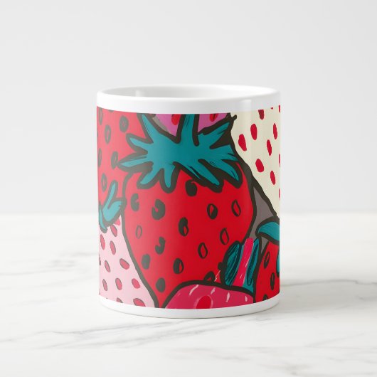 Aardbeienpatroon Grote Koffiekop (Voorkant)