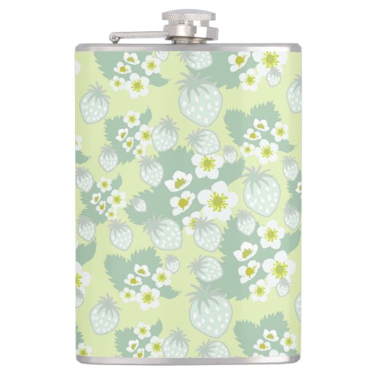 Aardbeienpatroon Heupfles (Voorkant)