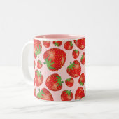 Aardbeienpatroon illustratie en aangepaste naam tweekleurige koffiemok (Voorkant links)