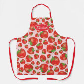 Aardbeienpatroon illustratie met aangepaste naam schort (Voorkant)