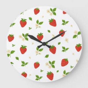 Aardbeienpatroon keuken wandklok