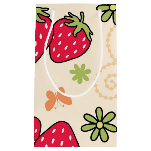 Aardbeienpatroon Klein Cadeauzakje (Voorkant)