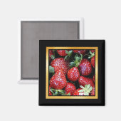 Aardbeienpatroon kunstwerk of fotomagneet magneet (Voorkant / Achterkant)