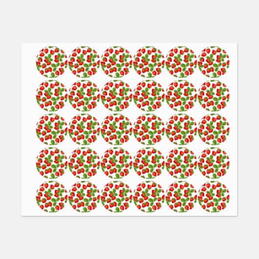 Aardbeienpatroon Labels (Vel)
