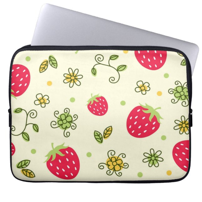 Aardbeienpatroon Laptop Sleeve (Voorkant)