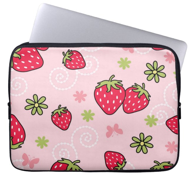 Aardbeienpatroon Laptop Sleeve (Voorkant)