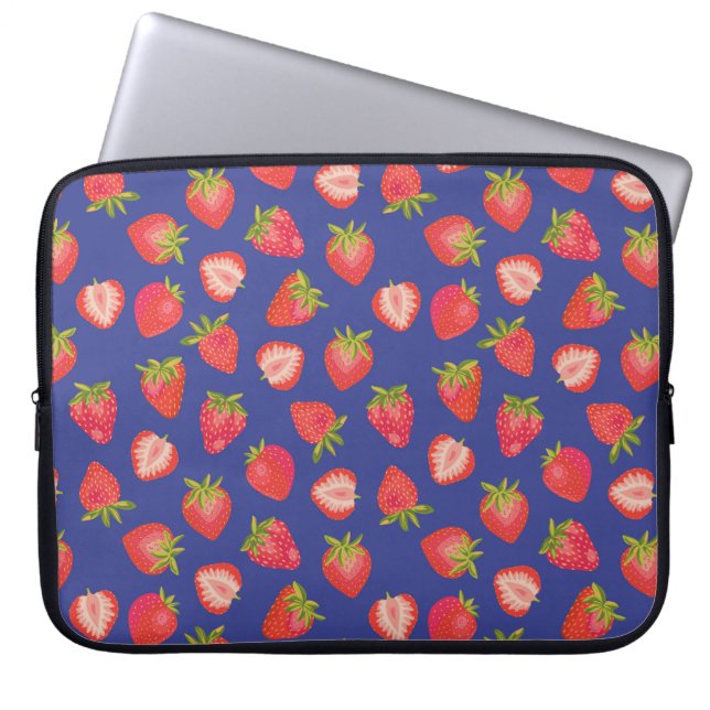 Aardbeienpatroon Laptop Sleeve (Voorkant)