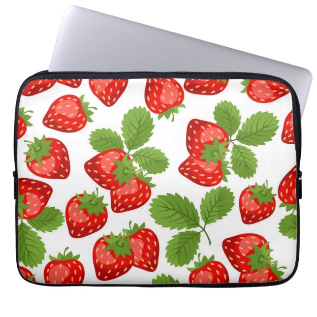 Aardbeienpatroon Laptop Sleeve (Voorkant)