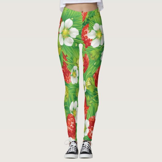 Aardbeienpatroon Leggings (Voorkant)