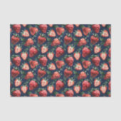 Aardbeienpatroon Marine Blauwe Achtergrond Decoupa Tissuepapier (Voorkant)