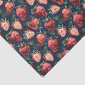 Aardbeienpatroon Marine Blauwe Achtergrond Decoupa Tissuepapier (Detail)