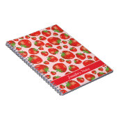 Aardbeienpatroon met aangepaste titel of naam notitieboek (Rechterzijde)
