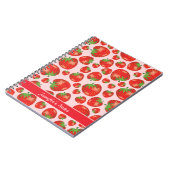 Aardbeienpatroon met aangepaste titel of naam notitieboek (Linkerzijde)