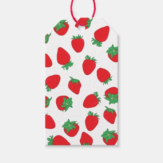 Aardbeienpatroon met naamtekst cadeaulabel (Voorkant)